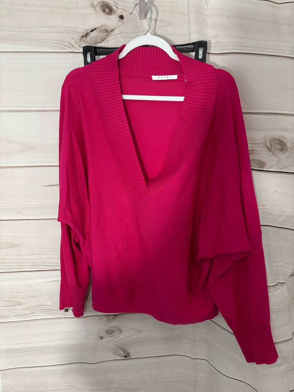 Cyrus Bright Pink V-Neck Women's Sweater